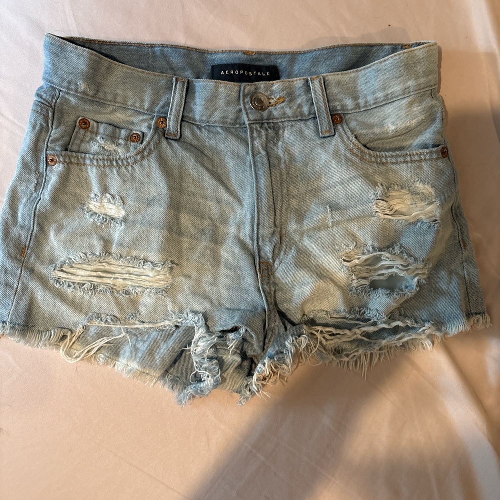 Aeropostale Blue Jean Shorts Distressed Cut-Offs